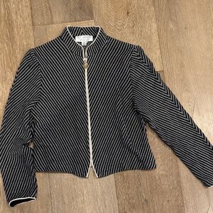 St. John Navy and White Chevron Blazer